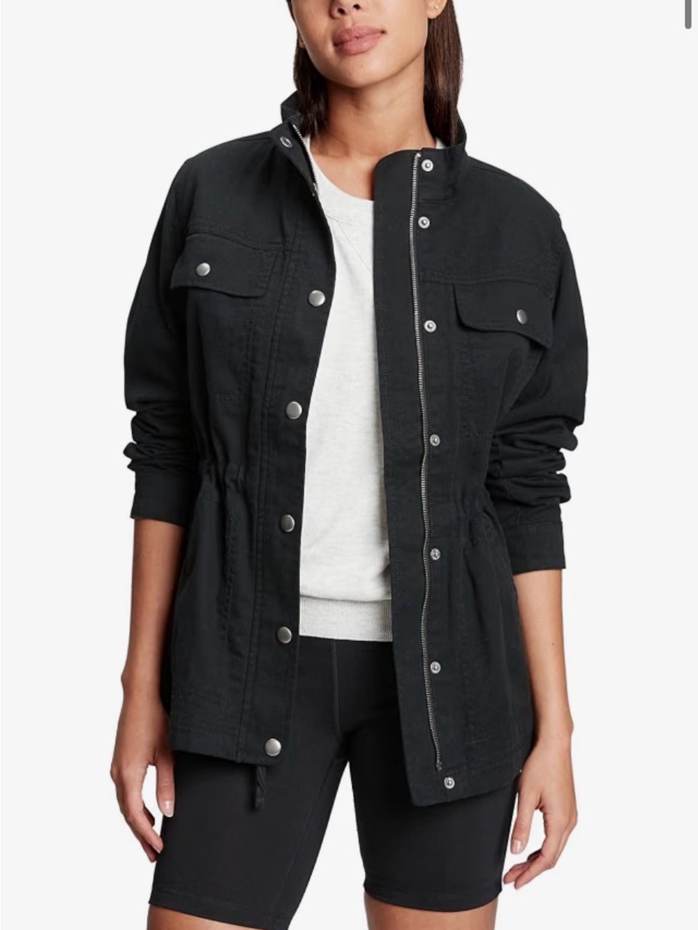 GAP Black Drawstring-Waist Utility Jacket